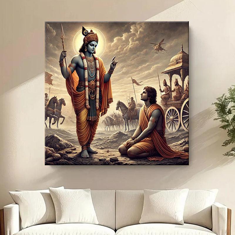 Krishna Call to Arjuna Wall Painting