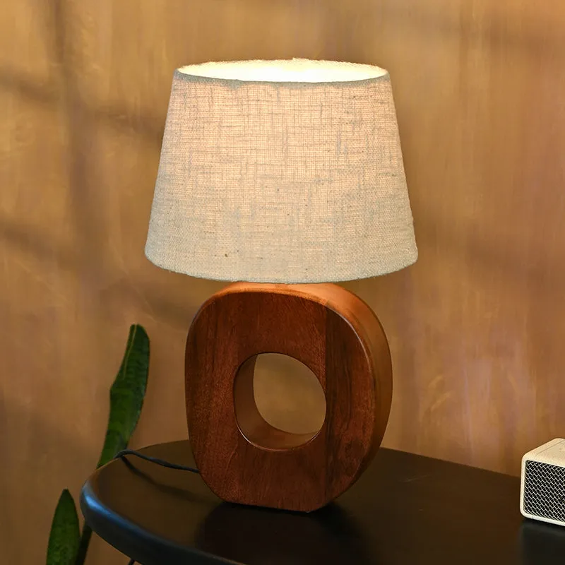 Serenna Wooden Table Lamp - Brown,Beige media 1