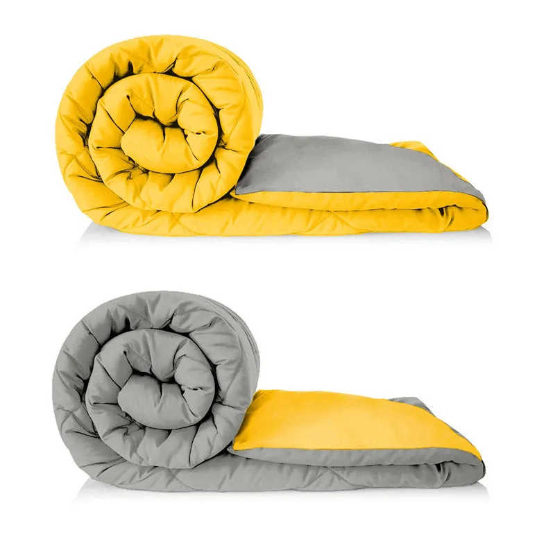 Nihara Reversible Dual Color Glace Cotton Comforter (Yellow & Grey) - 200 GSM media 5