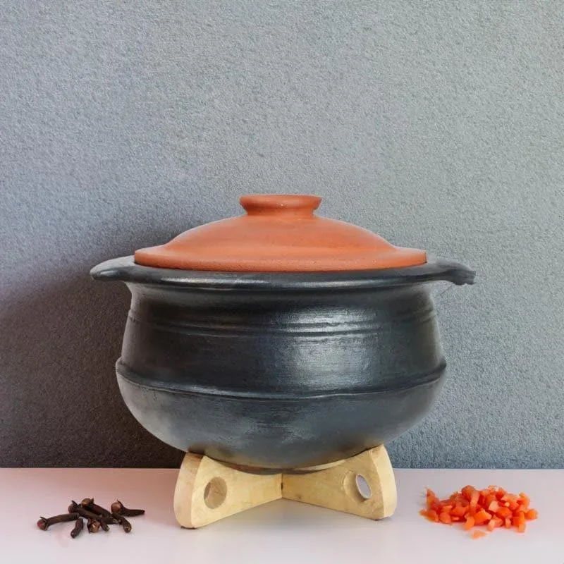Denara Clay Pot With Lid Black 2000 mL / 8 Inches media 3