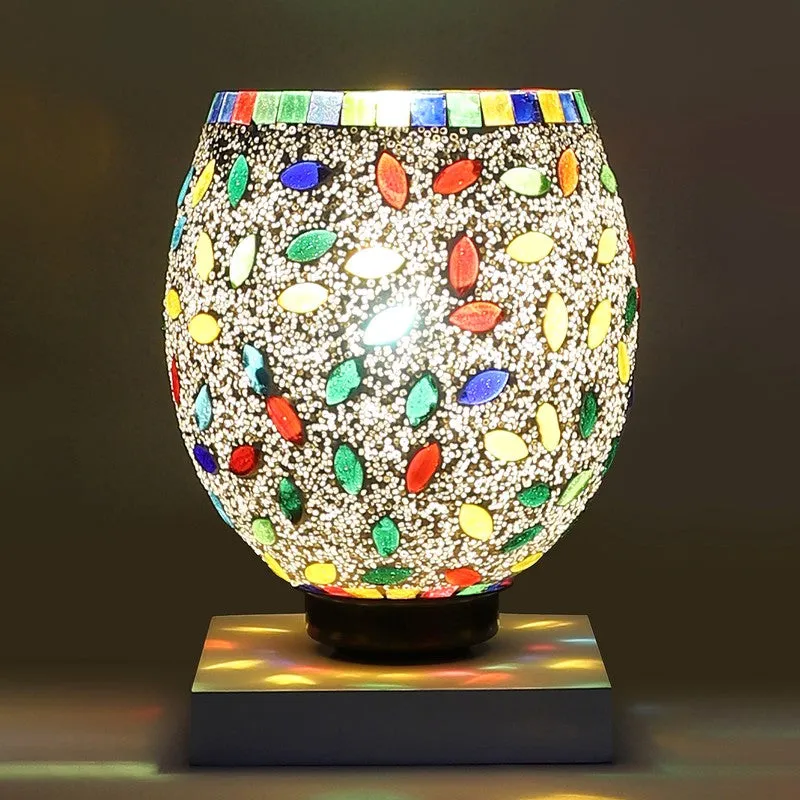Shinexa Mosaic Glass Table Lamp With Wooden Base - Multicolor media 7