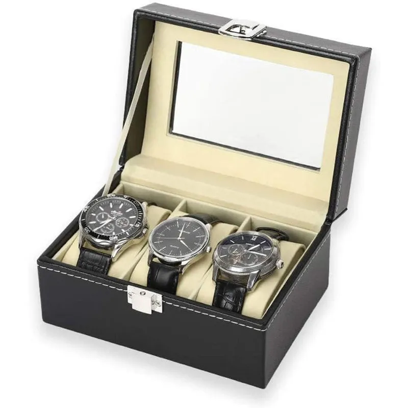 Chrono Safe Trio Faux Leather Watch Storage Box media 5