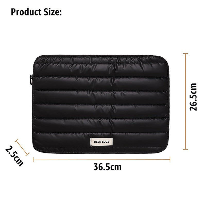 Midnight Black Quilted Laptop Sleeve media 7