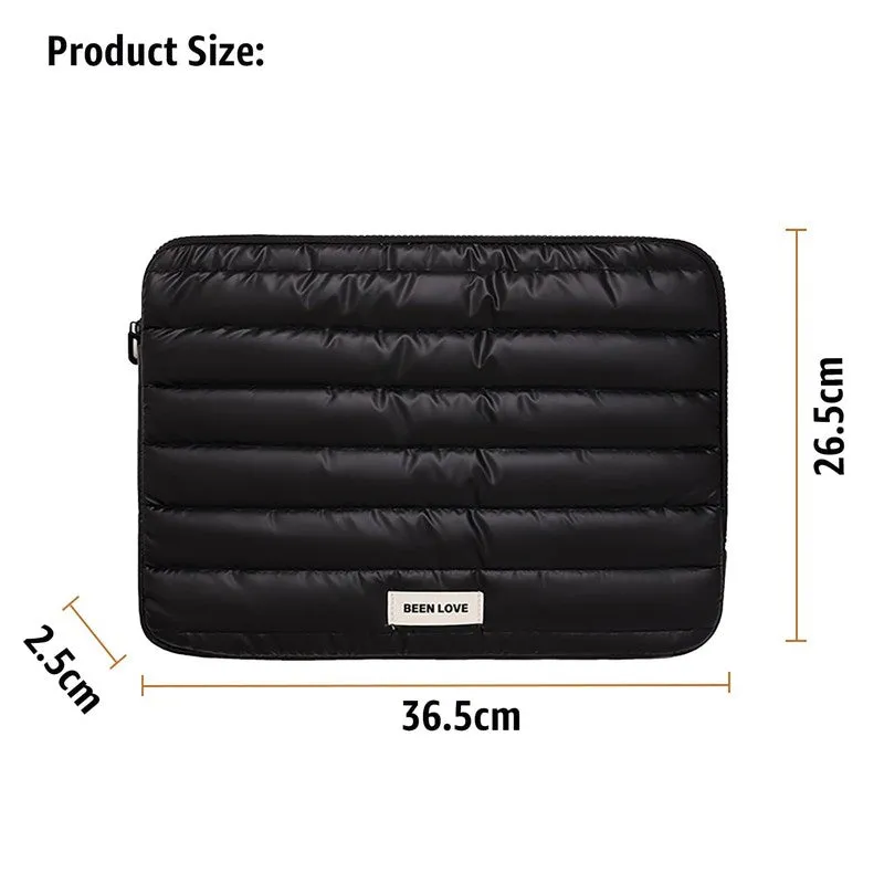 Midnight Black Quilted Laptop Sleeve media 7