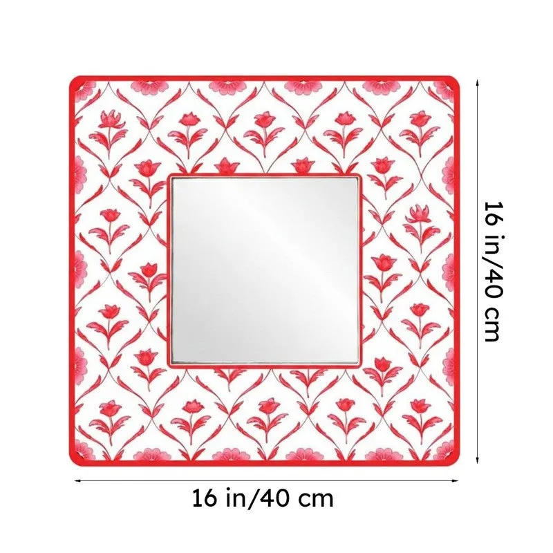 Rosa Lush Designer Handpainted Mirror -  Red media 8