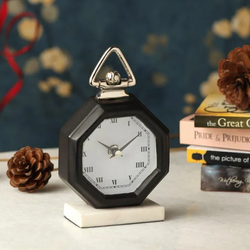 Octagon Mano Table Clock - Black media 1