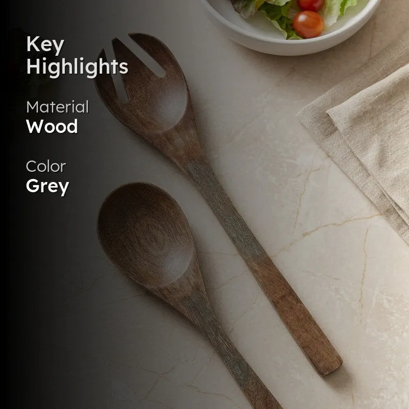 Basic Wooden Salad Spoon Manali Grey - Set of Two media 2