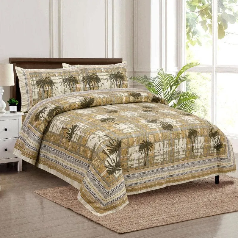Coco Tree Checkers Cotton Bedsheet (Green) - 160 TC media 1