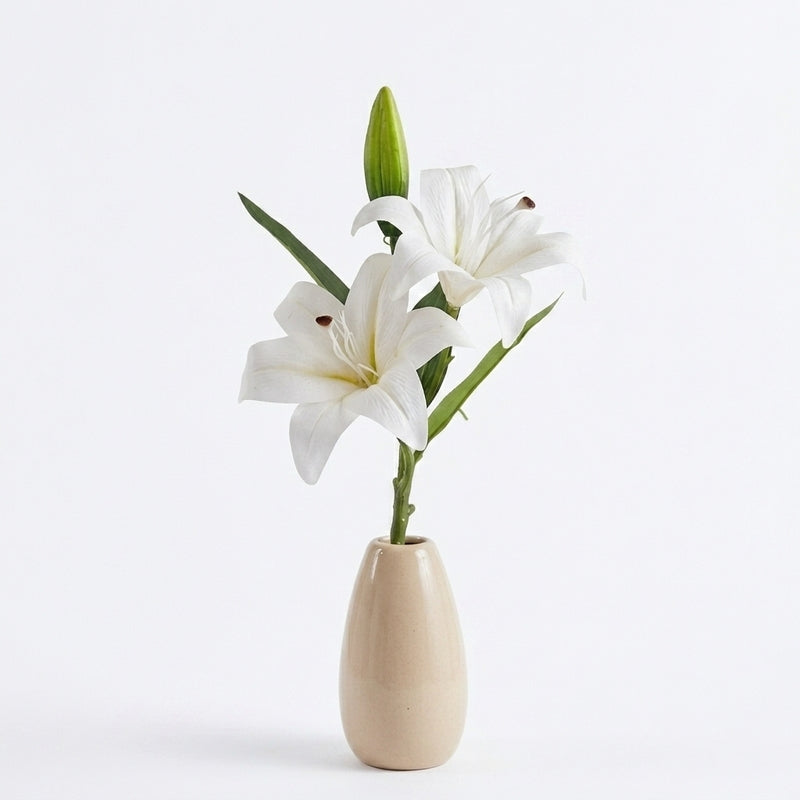 Faux Everlasting Lily Flower Stick - Pristine White media 4