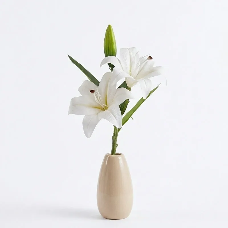 Faux Everlasting Lily Flower Stick - Pristine White media 4