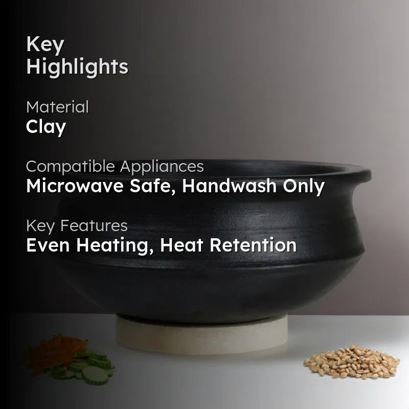 Kalinaw Biriyani Clay Pot Black 3000 mL / 10 Inches media 2