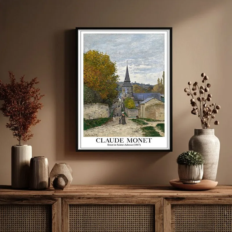 Street In Sainte Adresse Archival Canvas Wall Painting - Black Frame media 1