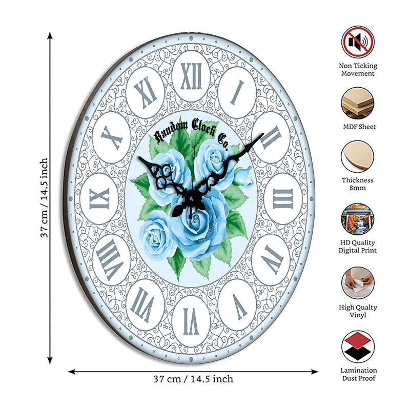 Blue Rosa Wood Analog Wall Clock media 8