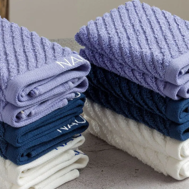 Nautica Riviera Soft Cotton Hand & Face Towel (White,Blue & Dark Blue) - Set Of Twelve media 5