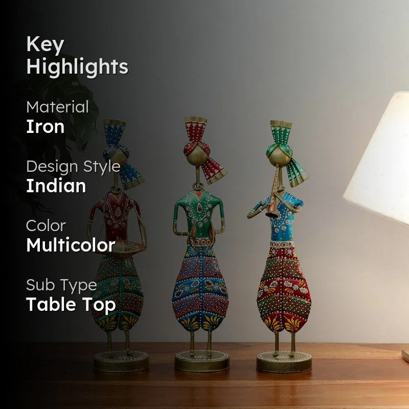 Folk Musician Decor Iron Showpieces - Set Of Three media 2