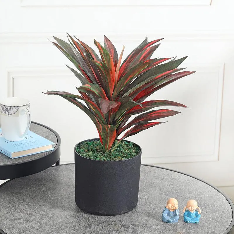 Lush Oasis Artificial Plant With Black Plastic Pot - Red media 2