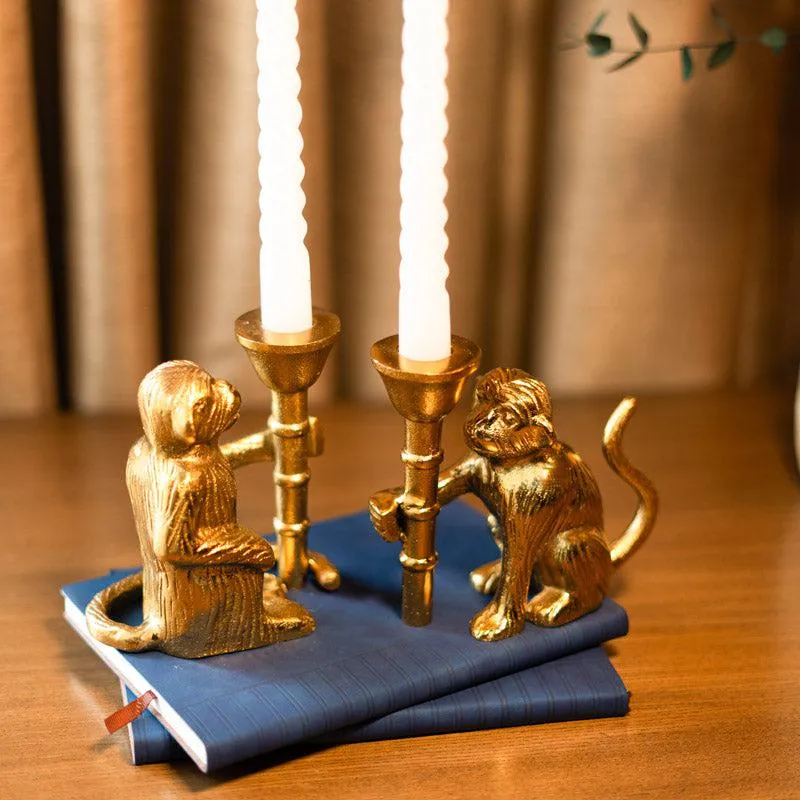 Monkey Guard Candle Holder - Set Of Two media 5