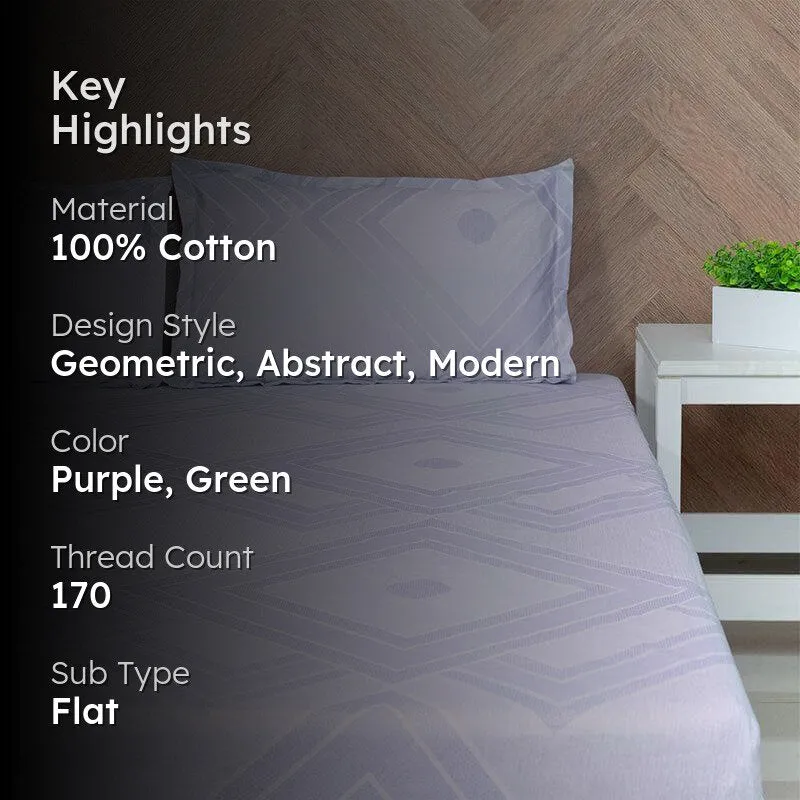 Neinia Printed Reversible Cotton Bedsheet (Purple,Green) - 170 TC media 2