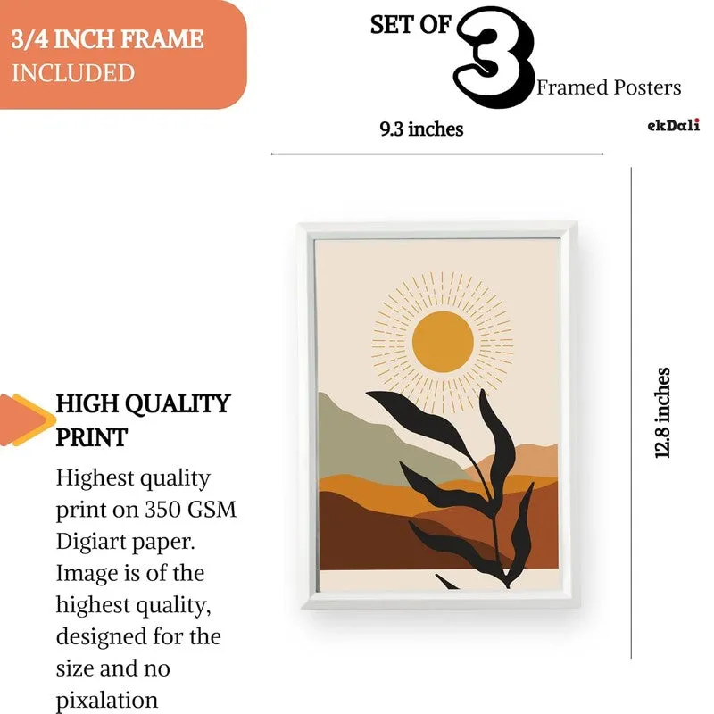 Earthy Aura Paper Wall Painting With Frame - White media 10