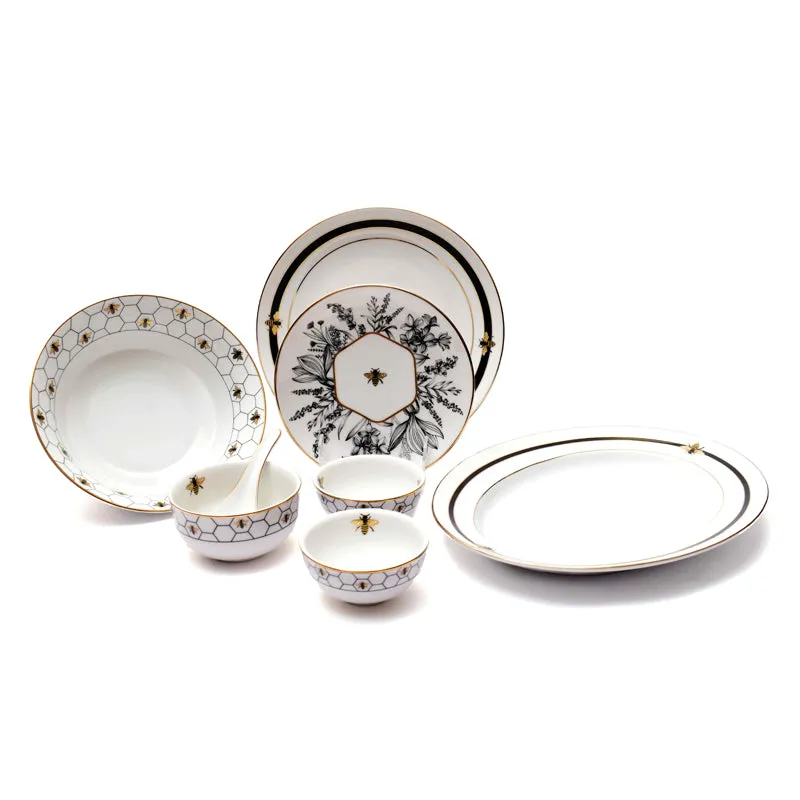 Gilded Bee 24k Gold Brushed Porcelain Dinner Set - 33 Piece Set media 4