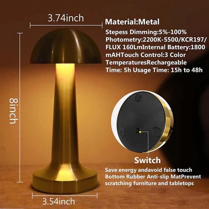 Lumina Fungalis Metal Table Lamp - Gold media 8