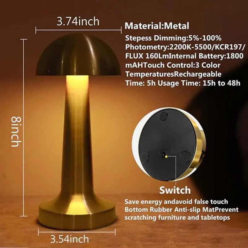 Lumina Fungalis Metal Table Lamp - Gold media 8