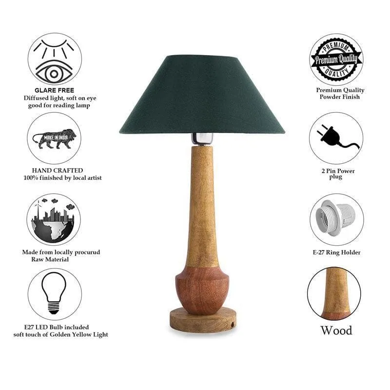 Classic Cubist Fabric Table Lamp With Conical Shade - Brown,Green media 6