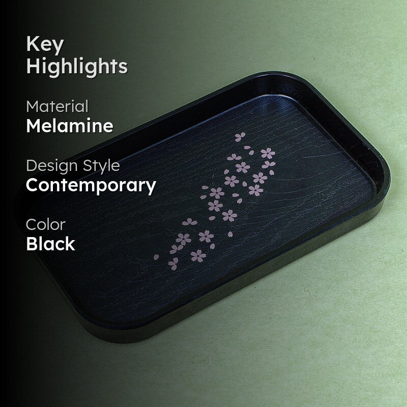 Eltira Floral Serving Tray - Black media 2
