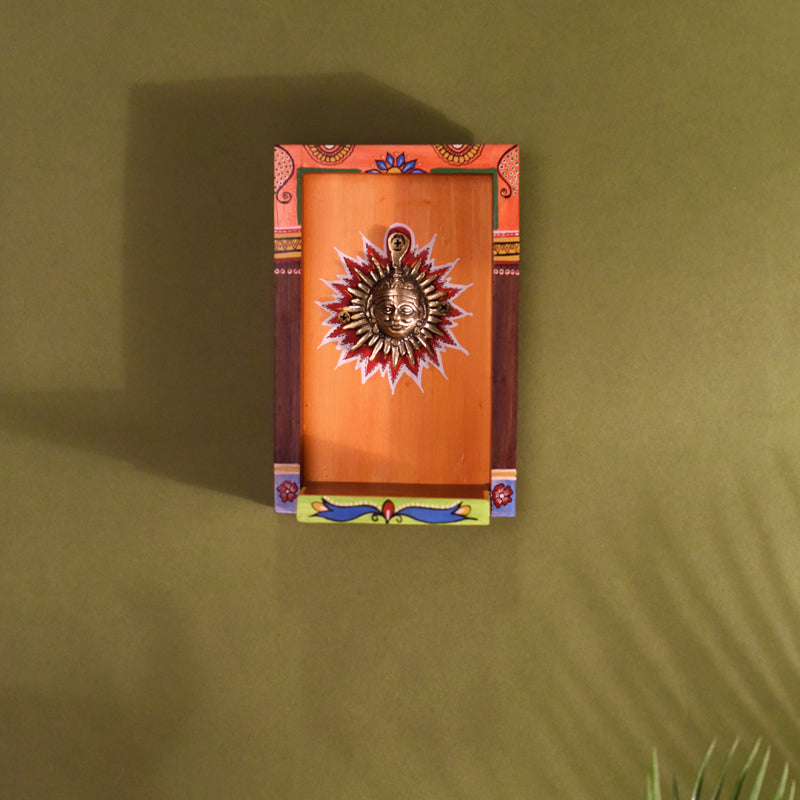 Brass Surya Dev II Wooden Wall Accent media 3