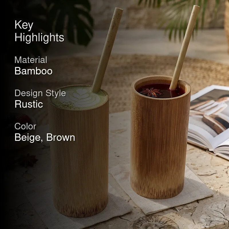 Rustic Sip Bamboo Juice Glasses (400 mL Each)- Set of Two media 2