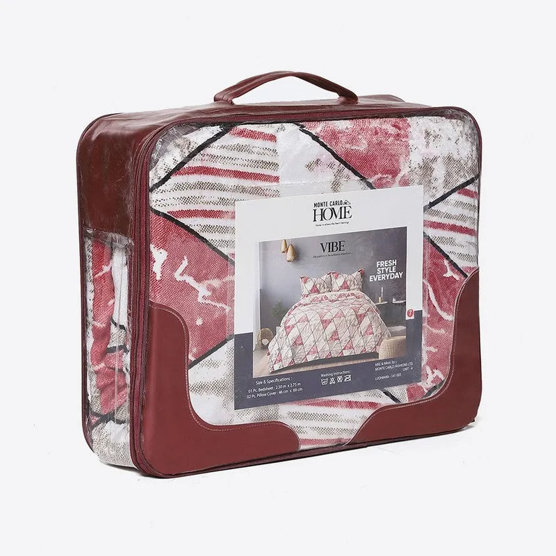 Monte Carlo Urban Triangle Bedsheet (White,Red) - 280 GSM media 6
