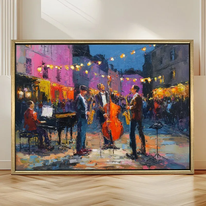 Lanterns & Jazz Canvas Wall Painting With Frame media 4
