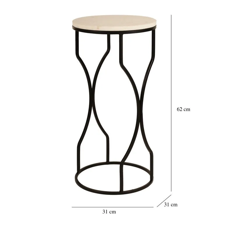 Marble Top Base Aluminum Side Table (Black) - Large media 7