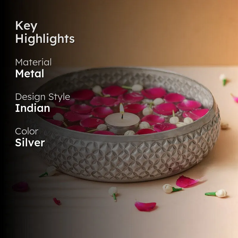Artisan Hammered Metal Urli - Silver media 2