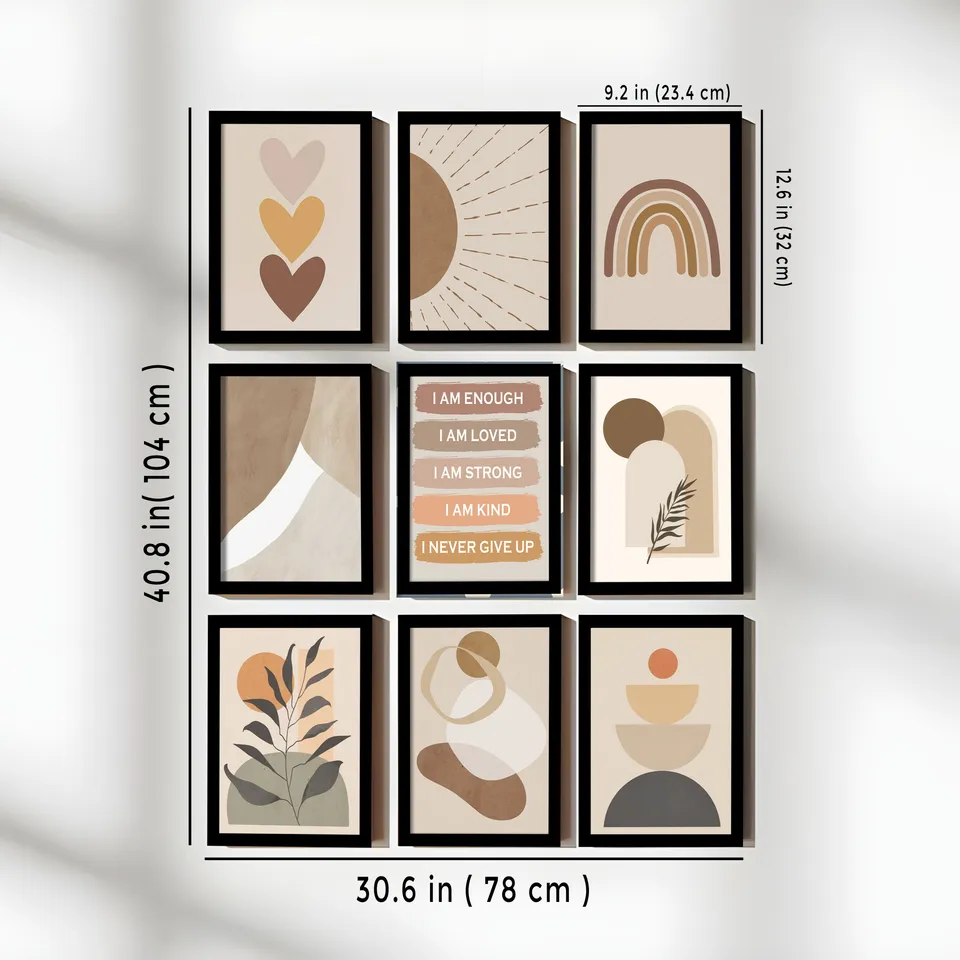 Elaris Paper Wall Art With Frame - Set Of Nine media 3