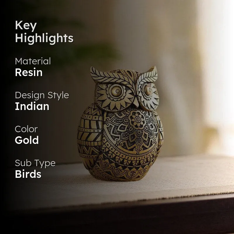 Ornate Lucky Owl Showpiece media 2
