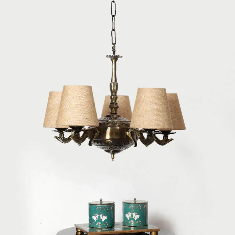 Fiora Conical Golden Antique Ceiling Lamp media 2