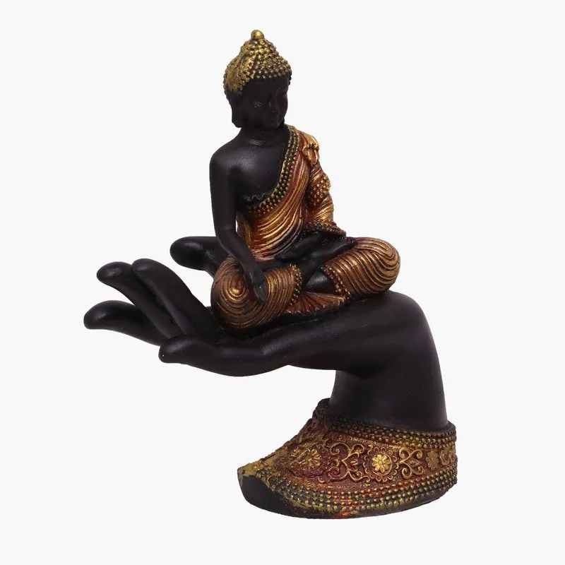 Meditating Buddha Polyresin Idol (Black) - Set Of Three media 4