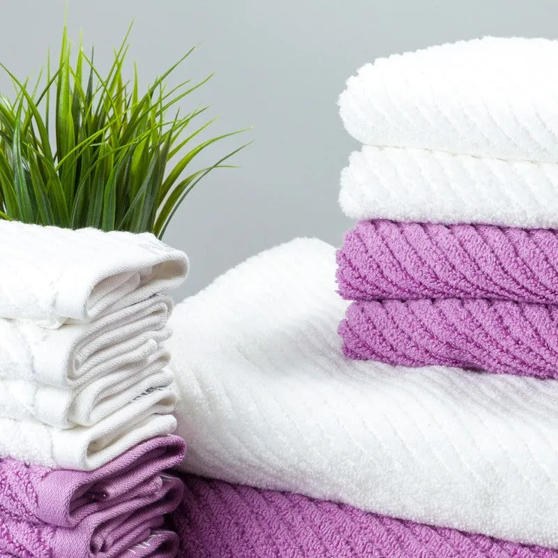 Nautica Riviera Soft Cotton Towel Set (White & Lilac) - Fourteen Piece Set media 3
