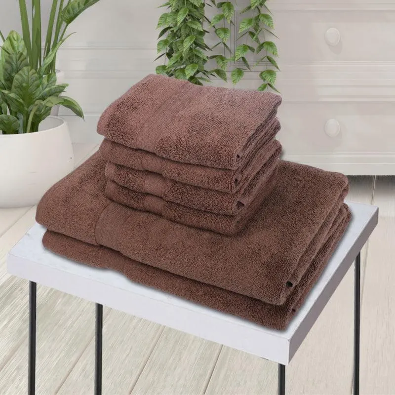 Misora Hand & Face Towel Combo (Brown) - Six Piece Set media 1