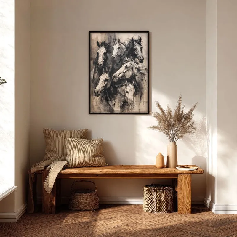Noble Horses Wall Painting With Black Frame media 6