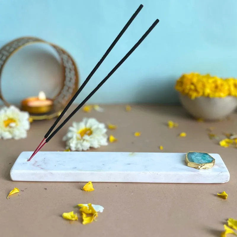 Nima Marble Incense Holder With Agate Plating - Green media 3