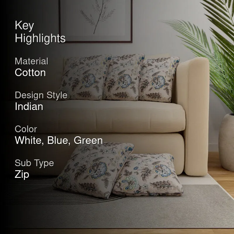 Petal Gardenia Cotton Cushion Covers - Set Of Five media 2