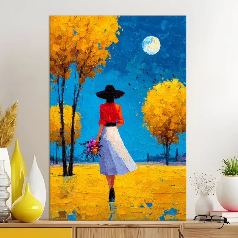 Silent Walk Under the Moon Canvas Wall Art media 5