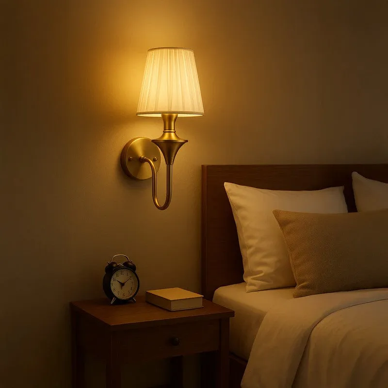 Luminthra Brass And Fabric Wall Lamp media 4