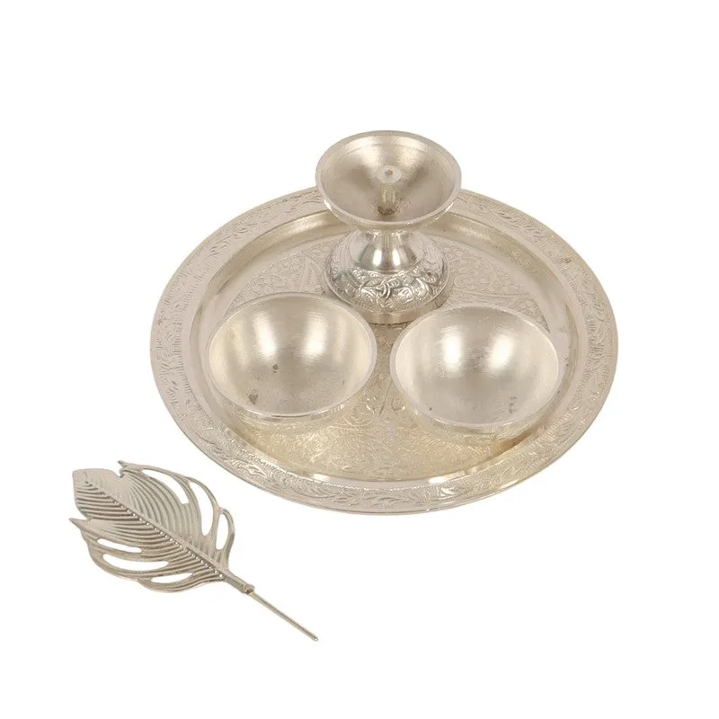 Mangala Pooja Thali Set (Silver) - Five Piece Set media 6