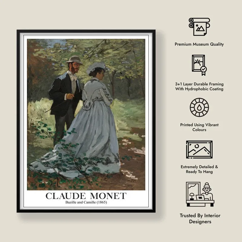 Bazille and Camille, 1865 - Claude Monet Archival Canvas Wall Art - Black Frame media 8