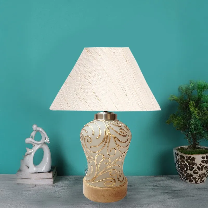 Lumithra Cotton & Wood Table Lamp - OffWhite media 3
