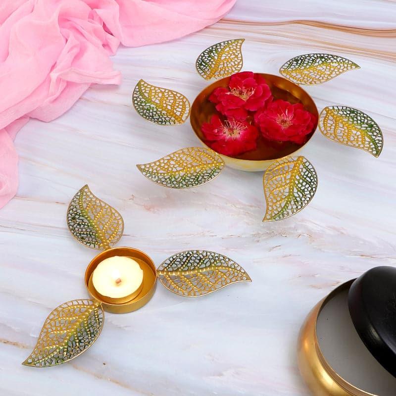 Leafy Ethnic Tealight Candle Holder - Set Of Two