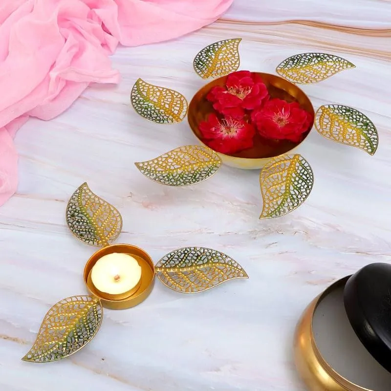 Leafy Ethnic Tealight Candle Holder - Set Of Two media 1
